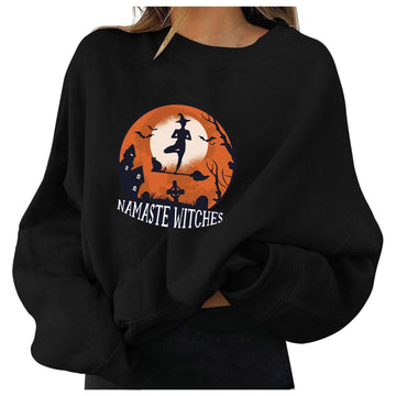 Solid Color Women Halloween Pullover