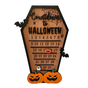 Halloween Advent Calendar Wooden Countdown To Christmas Decor Horror Ornaments Ghost Design For Indoor Home Party Decoration