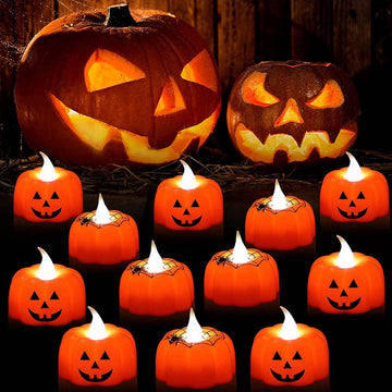 Twelve or Twenty Four Piece Halloween Pumpkin Candle Lights