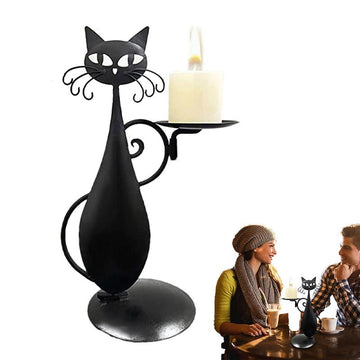 Black Cat Candle Holder Animal Vintage Pillar Candles Stand Creative Decorative Candlestick Holder For Home Decor Birthdays