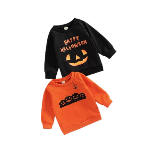 Halloween Letter Printed Pumpkin Pullover