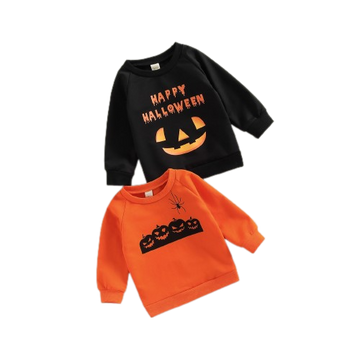 Halloween Letter Printed Pumpkin Pullover